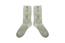Load image into Gallery viewer, 【2023AW】FOIL PRINT SOCKS WHITE×GOLD,KHAKI×GOLD,GREEN×SILVER,BLACK×SILVER,BLACK×PINKGOLD
