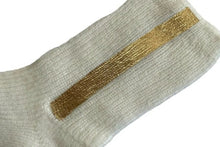 Load image into Gallery viewer, 【2023AW】FOIL PRINT SOCKS WHITE×GOLD,KHAKI×GOLD,GREEN×SILVER,BLACK×SILVER,BLACK×PINKGOLD
