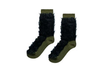 Load image into Gallery viewer, 【2023AW】FRINGE SOCKS BEIGE×BLACK,KHAKI×BLACK,BLACK×BLACK,BLACK×GREEN
