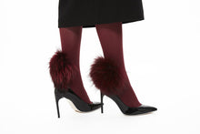 Load image into Gallery viewer, RACCOON FUR TIGHTS BORDEAUX,BLACK×WHITE
