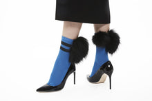 Load image into Gallery viewer, LINED MIX FUR SOCKS BLUExBLACK,PINKxBLACK
