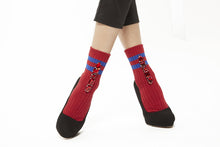 Load image into Gallery viewer, LINED BIJOUX SOCKS RED
