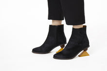 Load image into Gallery viewer, FLEI TRIANGLE HEEL BOOTS BLACK x YELLOW
