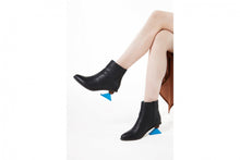 Load image into Gallery viewer, FLEI TRIANGLE HEEL BOOTS BLACK x BLUE
