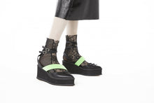 Load image into Gallery viewer, FLEI ASYMMETRY BALLET SHOES BLACK x NEONGREEN
