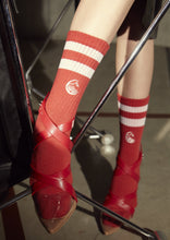 Load image into Gallery viewer, FRORAL EMBLEM SOCKS   RED x WHITE,BLACK x WHITE,WHITE x RED,WHITE x BLACK
