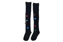 Load image into Gallery viewer, 【2020AW】COLORFUL BIJOUX KNEE-HIGH SOCKS BLACK,GRAY
