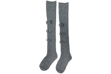 Load image into Gallery viewer, LINED BIJOUX KNEE-HIGH SOCKS BLACK,GRAY
