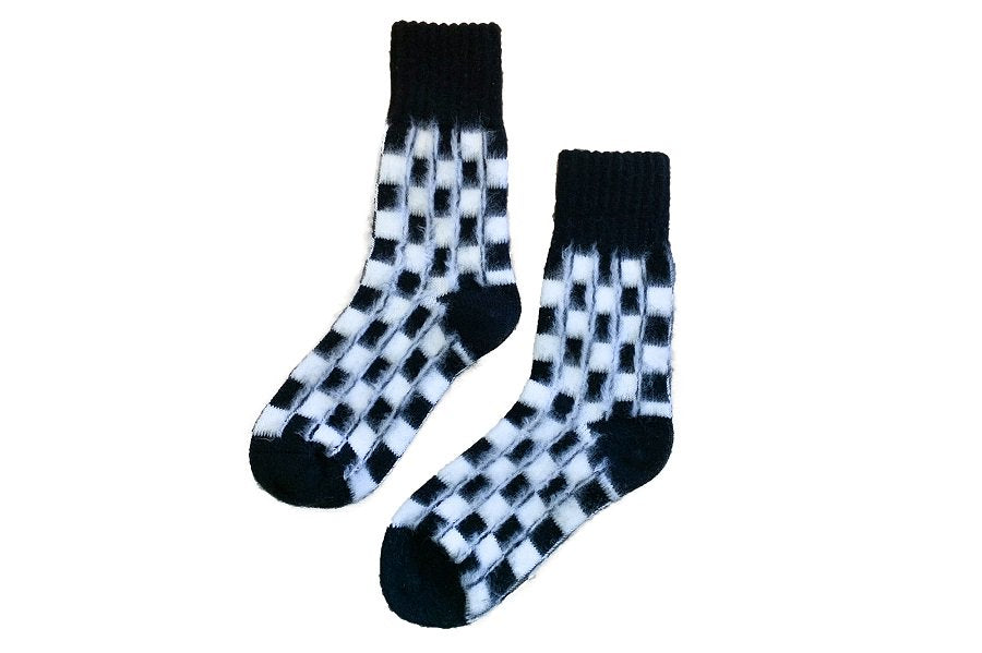 UNISEX/CHECKER FLAG SOCKS BLACK,PURPLE,GREEN,RED