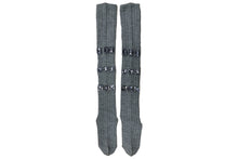 Load image into Gallery viewer, LINED BIJOUX KNEE-HIGH SOCKS BLACK,GRAY

