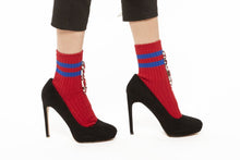 Load image into Gallery viewer, LINED BIJOUX SOCKS RED
