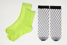 Load image into Gallery viewer, LIMI feu x FAKUI SEE-THROUGH LAYERED SOCKS BLACK,NEONGREEN,NEONPINK,WHITE

