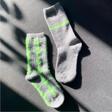 Load image into Gallery viewer, ASYMMETRY CHECK SOCKS GRAY,GREEN,WHITE
