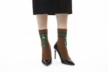Load image into Gallery viewer, LINED BIJOUX SOCKS BLACK,GREEN,RED,BROWN
