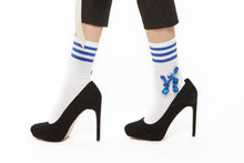 Load image into Gallery viewer, LINED BIJOUX SOCKS WHITExBLACK,WHITExBLUE,WHITExRED
