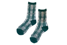 Load image into Gallery viewer, 【2022AW】SEE-THROUGH CHECK SOCKS GOLD×BLACK,SILVER×BLACK,SILVER×GREEN
