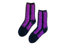 Load image into Gallery viewer, WOOL STRIPED SOCKS CAMEL,GREEN,PURPLE,WHITE
