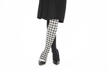 Load image into Gallery viewer, ASYMMETRY HOUNDSTOOTH TIGHTS BLACKxGREEN,BLACK×OFF

